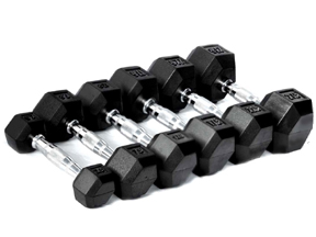 Apollo Athletics HDRS-5 - 50 Set Rubber hex-dumbbell 5lb to 50lb set, 5LB increment